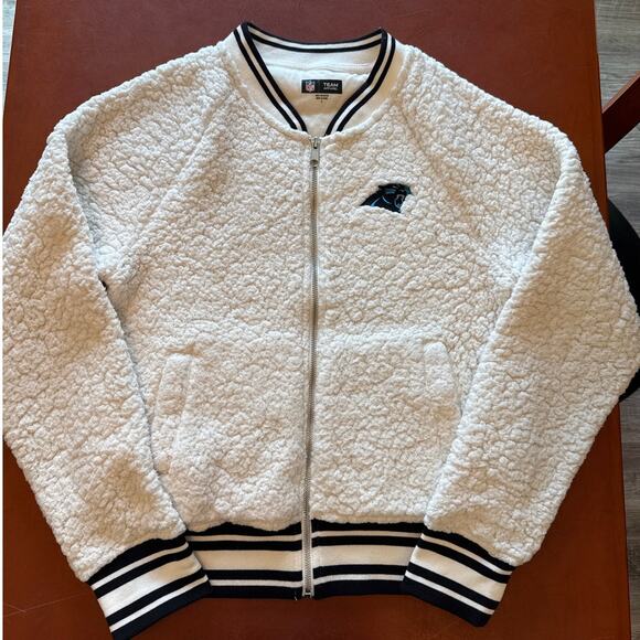 Carolina Panthers New Era Sherpa Bomber Jacket – Cream – Women’s S - Picture 3 of 8